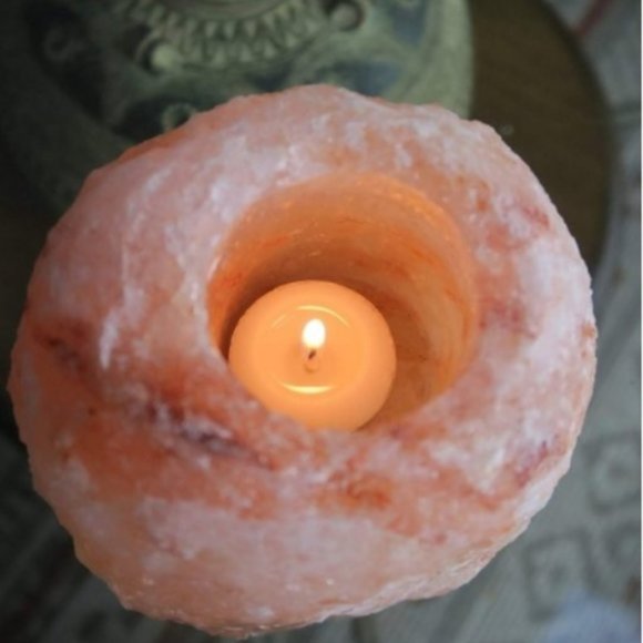 1 SET LEFT! 2 Giant Himalayan Salt Candle Holders - Picture 6 of 8